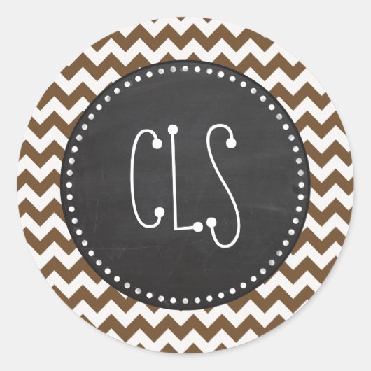 Sticker Rond Chevron Brown; zig zag; Retro Chalkboard (Devant)