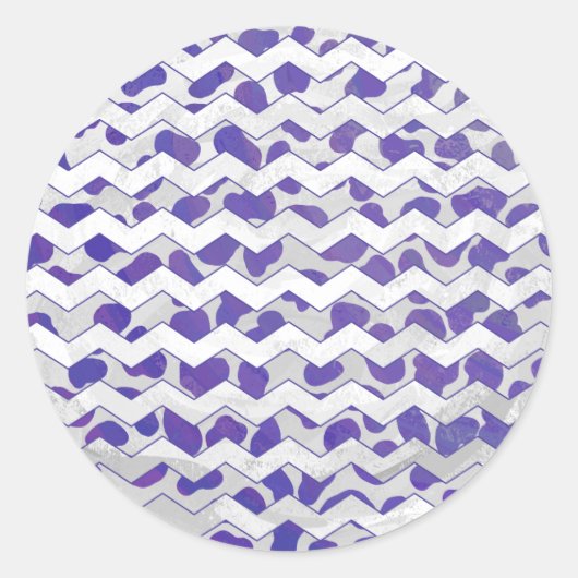 Sticker Rond Chevron Dalmatien violet et blanc (Devant)
