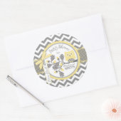 Sticker Rond Chevron jaune Baby shower d'impression (Enveloppe)