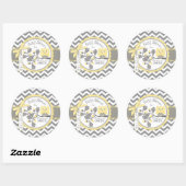 Sticker Rond Chevron jaune Baby shower d'impression (Feuille)