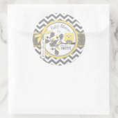 Sticker Rond Chevron jaune Baby shower d'impression (Sac)