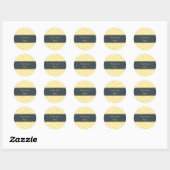 Sticker Rond Chevron jaune et blanc au charbon de bois (Feuille)