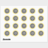 Sticker Rond Chevron jaune et gris Motif Monogramme personnalis (Feuille)