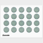 Sticker Rond Chevron Leopard Impression Brown et Turquoise (Feuille)