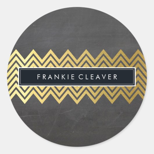 Sticker Rond CHEVRON MODERNE MOTIF or tendance (Devant)