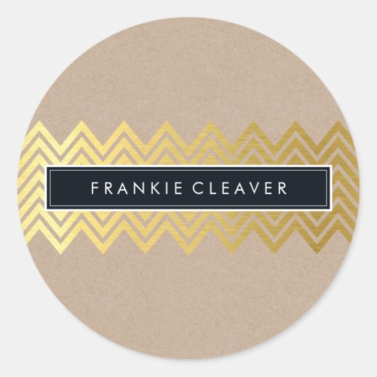 Sticker Rond CHEVRON MODERNE MOTIF or tendance kraft simple (Devant)
