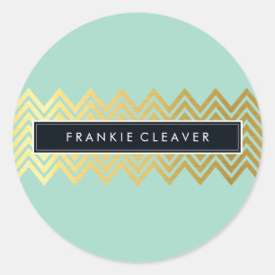 Sticker Rond CHEVRON MODERNE MOTIF or tendance simple menthe