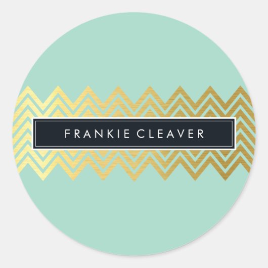 Sticker Rond CHEVRON MODERNE MOTIF or tendance simple menthe (Devant)