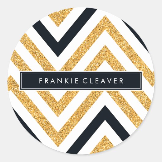 Sticker Rond CHEVRON MODERNE MOTIF parties scintillant or tenda (Devant)