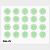 Sticker Rond Chevron Monogrammé Vert Printanier (Feuille)