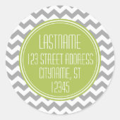 Sticker Rond Chevron Motif Adresse de retour - Lime Grey (Devant)