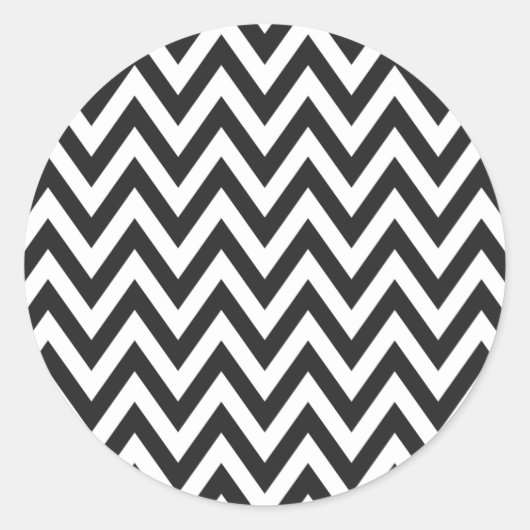 Sticker Rond Chevron Motif noir blanc design d'art géométrique (Devant)