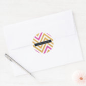 Sticker Rond CHEVRON MOTIF or rose parties scintillant noir (Enveloppe)