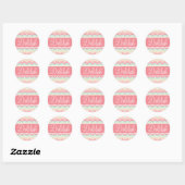Sticker Rond Chevron Nom Pastel Pink Green (Feuille)