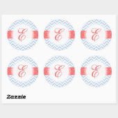 Sticker Rond Chevron PixDezine/bleu placide/monogramme/do-it-yo (Feuille)