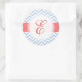 Sticker Rond Chevron PixDezine/bleu placide/monogramme/do-it-yo (Sac)