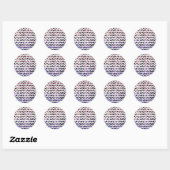 Sticker Rond Chevron rose et noir Dalmation (Feuille)
