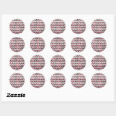 Sticker Rond Chevron rose et noir Dalmation (Feuille)