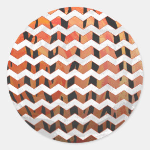 Sticker Rond Chevron Tiger chaud orange et noir