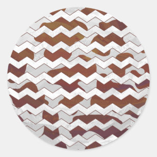 Sticker Rond Chevron Vache Brown et blanc
