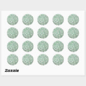 Sticker Rond Chevron Zebra Green et White Print (Feuille)