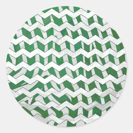 Sticker Rond Chevron Zebra Green et White Print (Devant)