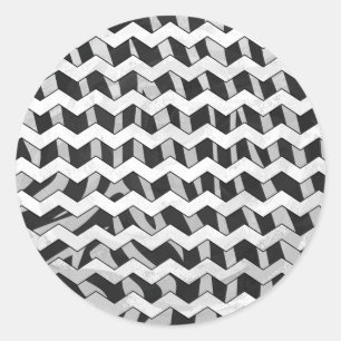 Sticker Rond Chevron Zebra noir et gris