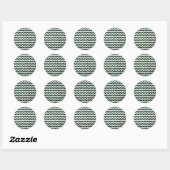 Sticker Rond Chevron Zebra noir et vert (Feuille)