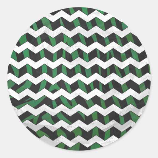 Sticker Rond Chevron Zebra noir et vert (Devant)