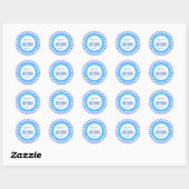 Sticker Rond CHEVRONS Boy Nom du Baby shower Date V06 BLUE (Feuille)
