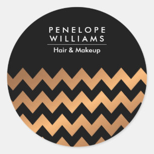 Sticker Rond Chevrons d'or noir
