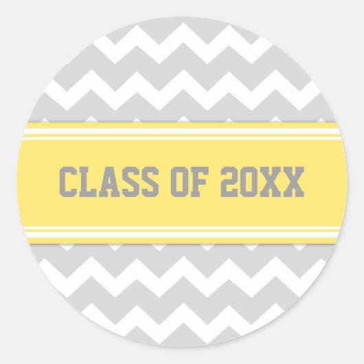 Sticker Rond Chevrons Gris Citron Graduation Année personnalisé (Devant)