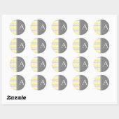 Sticker Rond Chevrons gris citron Monogramme Enveloppe Sceau (Feuille)