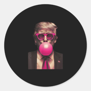 Sticker Rond Chewing-gum Trump drôle