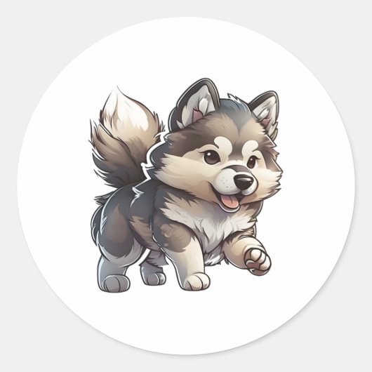 Sticker Rond Chibi Alaskan Malamute (Devant)
