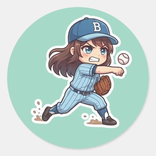 Sticker Rond Chibi Baseball 2026 Edition - Pitcher Release (Devant)