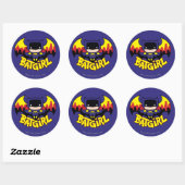 Sticker Rond Chibi Batgirl avec Gotham Skyline & Logo (Feuille)