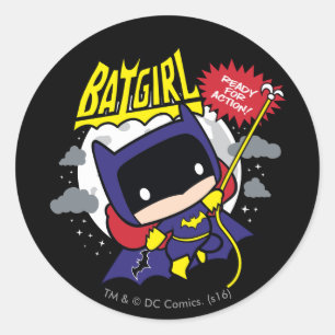 Sticker Rond Chibi Batgirl Prêt Pour L'Action