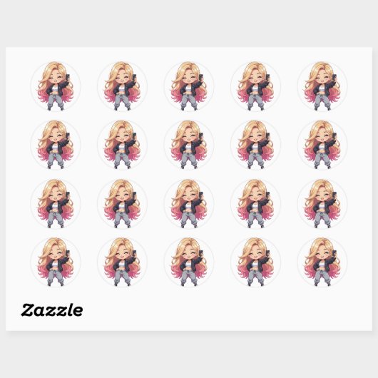 Sticker Rond Chibi Cutie (Feuille)