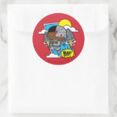 Sticker Rond Chibi Cyborg S'Est Éteint ! (Sac)