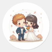 Sticker Rond Chibi Mariée et Groom Under the Stars (Devant)