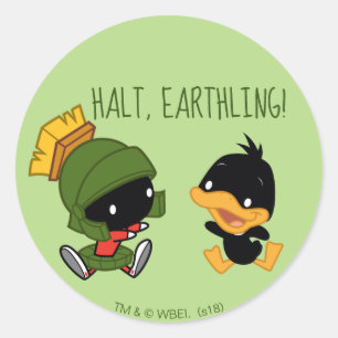 Sticker Rond Chibi MARVIN LE MARTIAN™ & DAFFY DUCK™