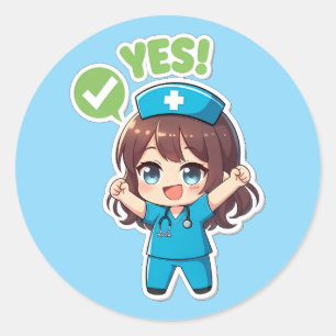 Sticker Rond Chibi Nurse 3.0 Original - Oui