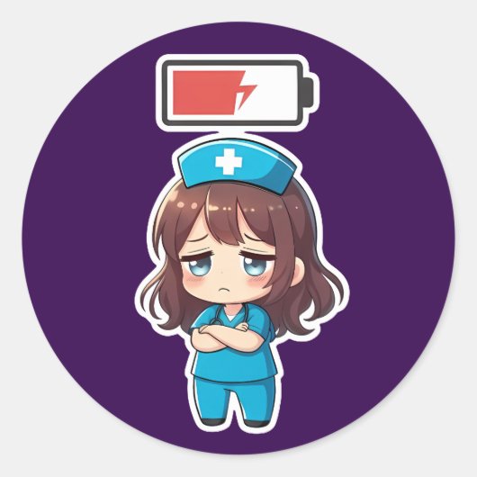 Sticker Rond Chibi Nurse 3.0 originale - Impuissant (Devant)
