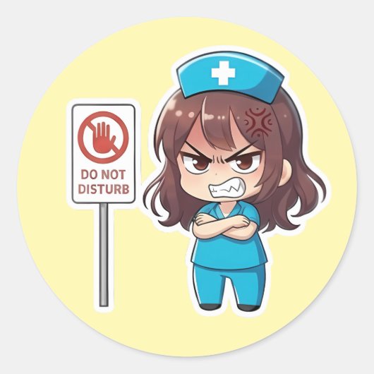 Sticker Rond Chibi Nurse Original 2.0 - Mode Focus (Devant)