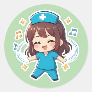 Sticker Rond Chibi Nurse Original 2.0 - Pouls de Joie