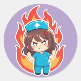 Sticker Rond Chibi Nurse Original 3.0 - En colère