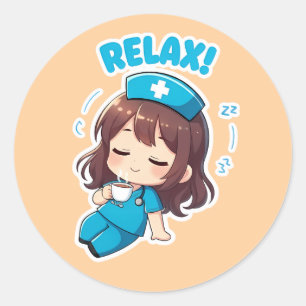 Sticker Rond Chibi Nurse Original 3.0 - Relaxer