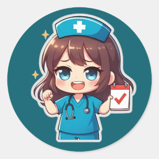 Sticker Rond Chibi Nurse Original - Vie d'infirmière