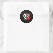 Sticker Rond Chibi Panda Ours Hugues Rouge Panda (Sac)